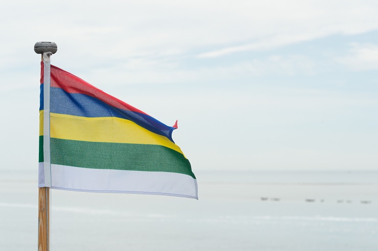 Flag Dutch wadden island Terschelling at the sea